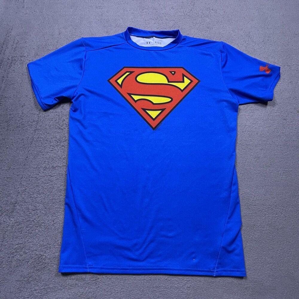 Under Armour Alter Ego Superman Shirt Men XL Blue HeatGear DC Comics Compression